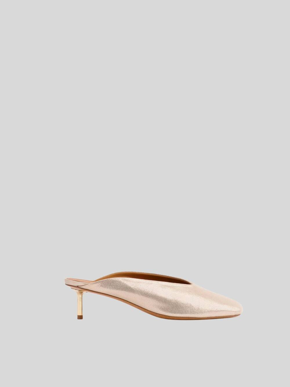 NEW FORTE FORTE women's metal heel metallic mule in platinum